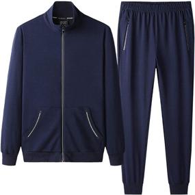 img 4 attached to DOSLAVIDA Sweatsuits Athletic Tracksuit Sportswear Men's Clothing and Active