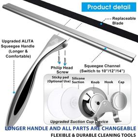 img 3 attached to 🚿 Alita Shower Squeegee: Deluxe Cleaning Tool for Mirror, Glass, Window - Stainless Steel All-Purpose Wiper with Long Handle, Replacement Blade, and Hook (14 Inch)