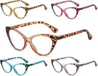 👓 women's cateye reading glasses 5-pack - mix color readers eyewear (2.5 magnification) logo