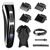 🔌 cordless ceramic blade hair clippers for men: rechargeable beard trimmer kit with led display - professional electric hair cutting and grooming tool logo