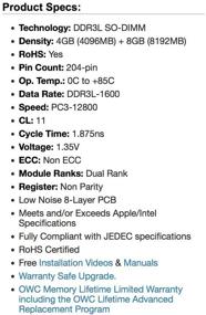 img 2 attached to OWC 12ГБ (8ГБ+4ГБ) Память DDR3L 1600МГц PC3-12800 SO-DIMM 204 Pin CL11 Комплект для повышения производительности, совместимый с iMac