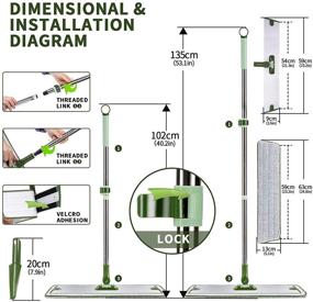 img 3 attached to Large 24-Inch Floor Mop for Hardwood, Marble, Tile, and Laminate Floors - 6 Reusable Mop Pads with Velcro, 360-Degree Rotation, and Adjustable Stainless Steel Pole for Quick and Convenient Cleaning