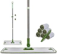 large 24-inch floor mop for hardwood, marble, tile, and laminate floors - 6 reusable mop pads with velcro, 360-degree rotation, and adjustable stainless steel pole for quick and convenient cleaning logo