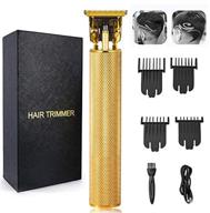 💇 men's hair clippers: professional li outliner grooming trimmer for close cuts & baldheaded styles - rechargeable, cordless, t-blade design - zero gapped detail beard shaver included (gold) logo