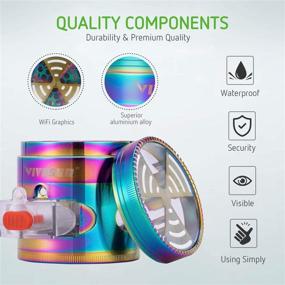 img 1 attached to VIVOSUN 2.5 Inch Zinc Alloy Manual Grinder with Pollen Catcher in Rainbow Color: 4-Piece Grinder