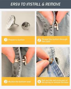 img 1 attached to 🔐 12 Sets of Pin Buttons: Ideal Fit Buttons to Adjust Waist Size of Pants, Jackets, Clothing, and Bags - Removable Metal Button Clips (0.67 inch)