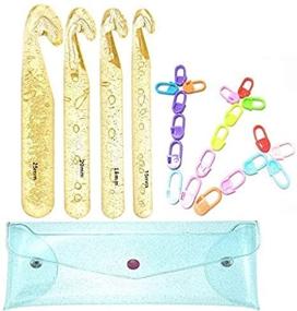 img 1 attached to 🧶 Extra Long Large Size Crochet Hook Set with Stitch Markers and Case - Giant Yarn Knitting Needle for Blankets, Rag Rugs, Shawls, and Crafts - 25mm, 20mm, 18mm, 15mm