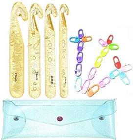 img 3 attached to 🧶 Extra Long Large Size Crochet Hook Set with Stitch Markers and Case - Giant Yarn Knitting Needle for Blankets, Rag Rugs, Shawls, and Crafts - 25mm, 20mm, 18mm, 15mm
