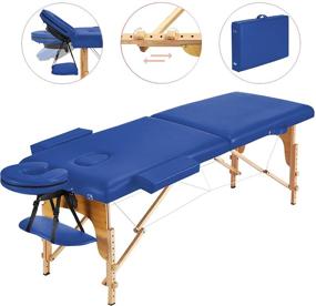 img 3 attached to 💆 Lightweight ZEENA Portable Massage Table for Spa or Home - Foldable & Adjustable Therapy Bed for Facial, Massage, Physio, and Reiki - Sturdy with Blue Color, Face Cradle, and Height Adjustable Headrest