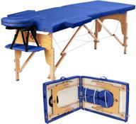 💆 lightweight zeena portable massage table for spa or home - foldable & adjustable therapy bed for facial, massage, physio, and reiki - sturdy with blue color, face cradle, and height adjustable headrest logo