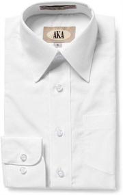 img 2 attached to 👔 Wrinkle Solid Sleeve White Boys' Clothing by AKA: Perfect for a Stylish and Neat Look