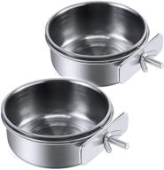 🦜 pack of 2 stainless steel parrot feeding cups, pinvnby bird food dish with clamp holder for cockatiel conure budgies parakeet parrot macaw small animal chinchilla logo