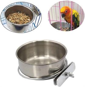 img 1 attached to 🦜 Pack of 2 Stainless Steel Parrot Feeding Cups, PINVNBY Bird Food Dish with Clamp Holder for Cockatiel Conure Budgies Parakeet Parrot Macaw Small Animal Chinchilla