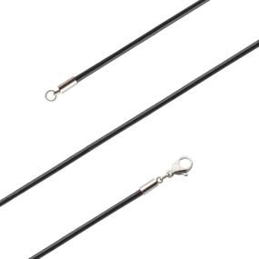 img 1 attached to 📿 Fondgem Black Genuine Leather Cord Chain Necklace - High-Quality 2.0mm Natural Leather Cord Chain Set with Stainless Steel Clasp (5 pcs/Set)