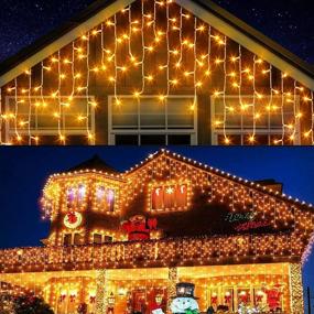 img 4 attached to Christmas Decoration 400 LED Icicle Lights - Warm White 32Ft 80 Drops - Indoor Outdoor Xmas Fairy Icy Cycle Lights - Window Curtain Hanging Connectable 8 Twinkle Modes For Wedding Proof Holiday Decor