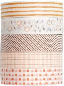 img 1 attached to EnYan Basic Collection: 5 Rolls of 10mm Wide Japanese Decoration Washi Tape Set for DIY Crafts, Scrapbooking, and Bullet Journal Planners