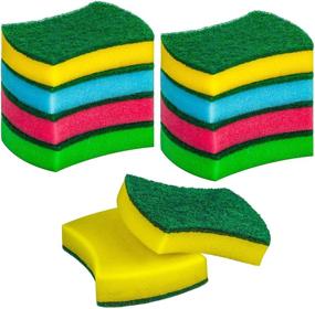 img 1 attached to 🧽 DecorRack 8 Multicolored Cleaning Sponges: Heavy Duty Scouring Scrubbing and Absorbent Side - Ideal for Kitchen, Dishes, Tables, Bathroom, Car Wash - Assorted Colors (Pack of 8)