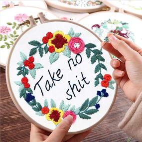 img 1 attached to 🧵 Artilife Cross Stitch Embroidery Kit for Adults with Pattern, Hoop, Thread, Floss - DIY Craft Project