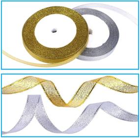 img 2 attached to 🎁 DECYOOL Metallic Glitter Fabric Christmas Ribbons - 4 Rolls, 100 Yards, 10mm Wide - Ideal for Gift Wrapping and Holiday Decoration at Festivals