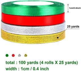 img 4 attached to 🎁 DECYOOL Metallic Glitter Fabric Christmas Ribbons - 4 Rolls, 100 Yards, 10mm Wide - Ideal for Gift Wrapping and Holiday Decoration at Festivals