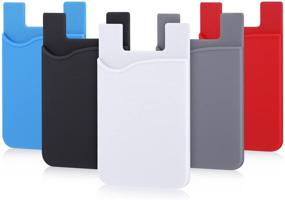 img 4 attached to Ultra-Slim Phone Card Holder by Pofesun - 5 Pack Adhesive Pocket for iPhone Samsung iPad LG Sony & More Android Smartphones (Black, White, Gray, Blue, Red)