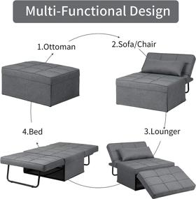 img 3 attached to 🛏️ Saemoza 4 in 1 Ottoman Sleeper Bed: Modern Convertible Chair for Small Spaces, with Adjustable Backrest and Multi Function Folding Design