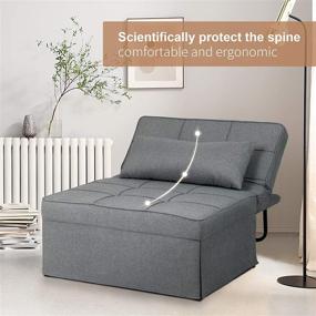 img 2 attached to 🛏️ Saemoza 4 in 1 Ottoman Sleeper Bed: Modern Convertible Chair for Small Spaces, with Adjustable Backrest and Multi Function Folding Design