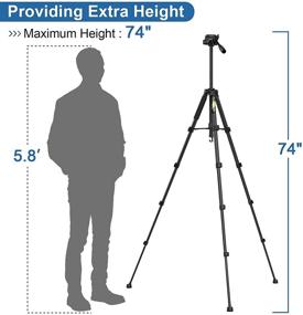 img 3 attached to 📷 Endurax 74-Inch Camera Tripod for Canon Nikon Sony, DSLR Tripod Stand with Phone Mount and Carry Bag