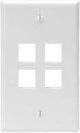 🔌 leviton 41080-4wp quickport wallplate: single gang, 4-port - white logo