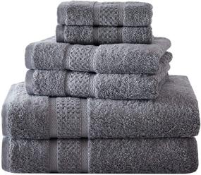 img 3 attached to Nautica Oceane Collection: 6 Piece Grey Towel Set - Luxury Hotel & Spa Quality Bathroom Linens