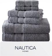 nautica oceane collection: 6 piece grey towel set - luxury hotel & spa quality bathroom linens logo