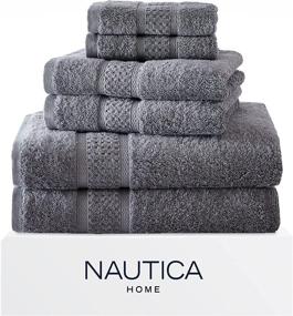 img 4 attached to Nautica Oceane Collection: 6 Piece Grey Towel Set - Luxury Hotel & Spa Quality Bathroom Linens
