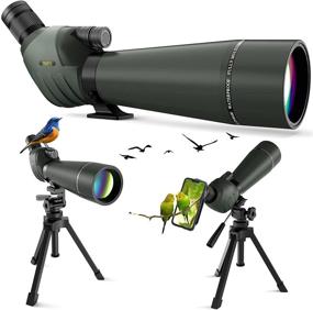 img 4 attached to 🔭 Emarth ArgosEye HD 20-60x80 Spotting Scope Bundle with Tripod, Carrying Bag, Phone Adapter - 45-Degree Angled Eyepiece - Spotter Optics, Zoom 39-19m/1000m - Ideal for Target Shooting, Bird Watching, Hunting, Wildlife Observation