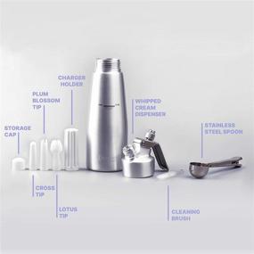 img 1 attached to 🍦 Premium 1 Pint Aluminum Cream Whipper with Stainless Steel Spoon, 3 Decorating Nozzles, Charger Holder, and Cleaning Brush - Professional N2O Cartridge Compatible Whipped Cream Dispenser (N2O Cartridge not Included)