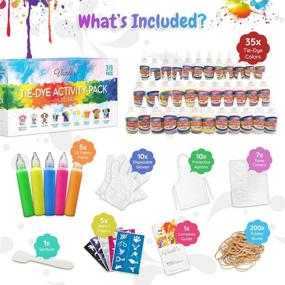 img 3 attached to 🌈 Ultimate 35 Colors Tie Dye Kit: Fabric Dye Set + 3D Fabric Paints - Perfect for Parties & Large Groups! Complete 319 Pack with Rubber Bands, Aprons, Gloves, Stencils, and Table Covers for Arts & Crafts Projects