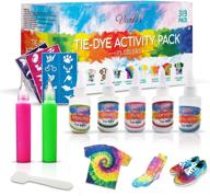 🌈 ultimate 35 colors tie dye kit: fabric dye set + 3d fabric paints - perfect for parties & large groups! complete 319 pack with rubber bands, aprons, gloves, stencils, and table covers for arts & crafts projects logo