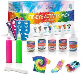 img 4 attached to 🌈 Ultimate 35 Colors Tie Dye Kit: Fabric Dye Set + 3D Fabric Paints - Perfect for Parties & Large Groups! Complete 319 Pack with Rubber Bands, Aprons, Gloves, Stencils, and Table Covers for Arts & Crafts Projects