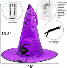 img 1 attached to Twinkle Star Halloween Decorations 8 Pcs Lighted Hanging Witch Hats - 14ft 56 LEDs Halloween Indoor Outdoor Remote Control String Lights - Battery Powered with 8 Lighting Modes for Garden, Yard, Tree