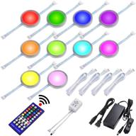 🌈 lvyinyin rgbww under cabinet led lighting kit, linkable puck light set, rgb and warm white, remote control dimmer, 120v to 12v direct hardwired wall plug, 10 lights логотип