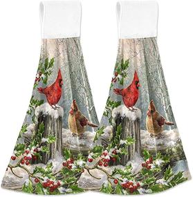 img 4 attached to 🐦 Boccsty Winter Cardinal Birds Christmas Towels: Festive Snowflake Hand and Bath Towels for Kitchen, Bathroom, and Home Decor