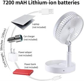 img 1 attached to Portable Height Adjustable Desk Fan - Folding and Rechargeable Floor Fan - 4 Speed Mini USB Fan for Camping, Home, Office, and Outdoor Use