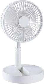 img 4 attached to Portable Height Adjustable Desk Fan - Folding and Rechargeable Floor Fan - 4 Speed Mini USB Fan for Camping, Home, Office, and Outdoor Use