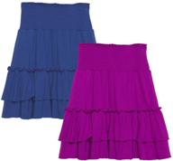 kidpik 2-pack tiered smock skirts - knee length modest clothing for girls 4+ years - comfy and stylish - 2 colors/set logo
