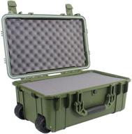 waterproof rollable hard case with foam, wheels and handle, green - 22&#34; x 14&#34; x 9&#34; | condition 1 large watertight ip67 dust proof and shock proof tsa approved portable rolling carry-on logo