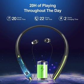 img 3 attached to 🎧 Беспроводные наушники MENKARWHY 2021 с Bluetooth: улучшенные наушники с выдвижным шнуром для спорта, водонепроницаемые наушники (синие).