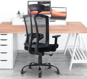 img 4 attached to 🪑 Mastery Mart High Back Mesh Ergonomic Office Chair with Adjustable Headrest and Lumbar Support, Thick Seat Cushion, Swivel Executive Task Computer Chair for Work, Home, Gaming