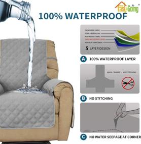 img 2 attached to Waterproof Recliner Chair Cover - Easy-Going Sofa Slipcover, Non-Slip Fabric Couch Cover 🌧️ for Living Room, Washable Furniture Protector for Pets Kids Children Dog Cat (Gray, Recliner)