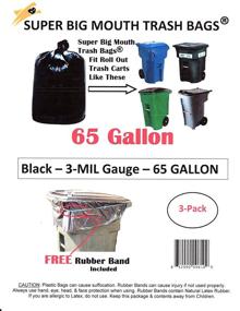 img 1 attached to Super Big Mouth Trash Bags: 65 Gallon 3-Pack + Bonus Rubber Tie Down Band