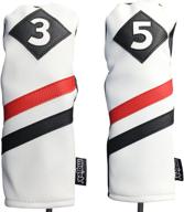 🏌️ vintage leather style retro golf headcovers in white, red, and black for 3 & 5 fairway wood - classic look logo