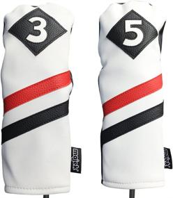 img 4 attached to 🏌️ Vintage Leather Style Retro Golf Headcovers in White, Red, and Black for 3 & 5 Fairway Wood - Classic Look